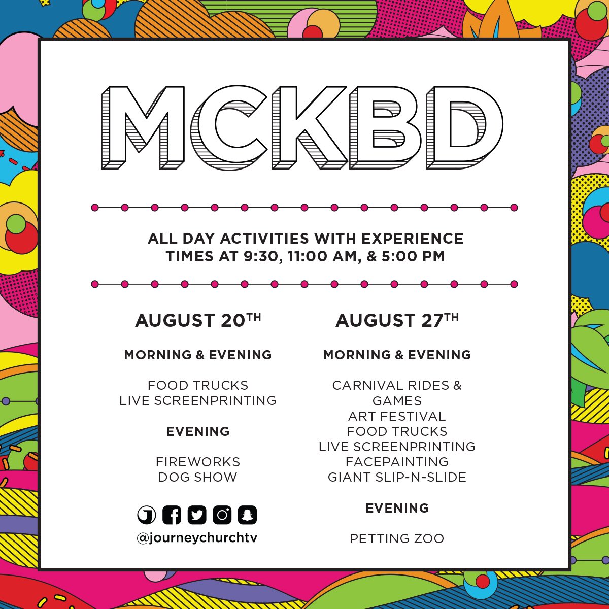 Everyone loves a good party! We will be playing 🏀, 🏐, lawn games, and then having FIREWORKS after the 5:00 PM experience. See ya soon 🎉
