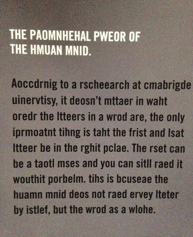 Massimo Your Brain Can Read Scrambled Words If The First And Last Letter Are At The Right Place T Co Ukowgubzuj Dyk T Co Nqjtm4oh04