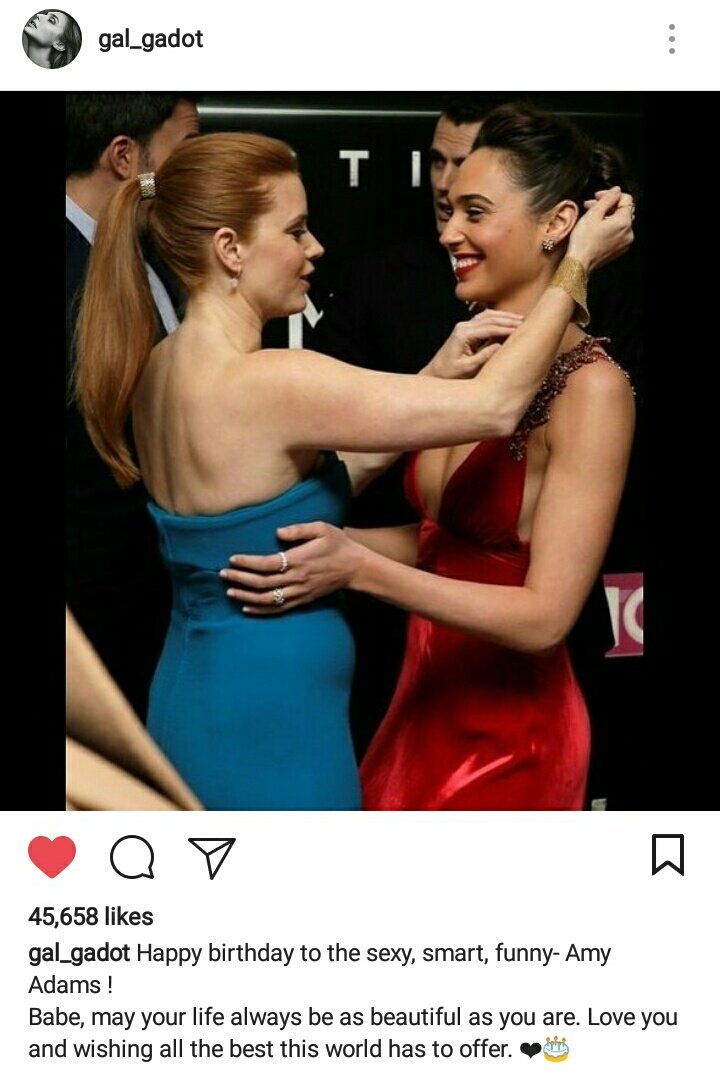 Gal greeting \"sexy, smart, funny Amy Adams\" a happy birthday. I LOVE MY MOTHERS. 