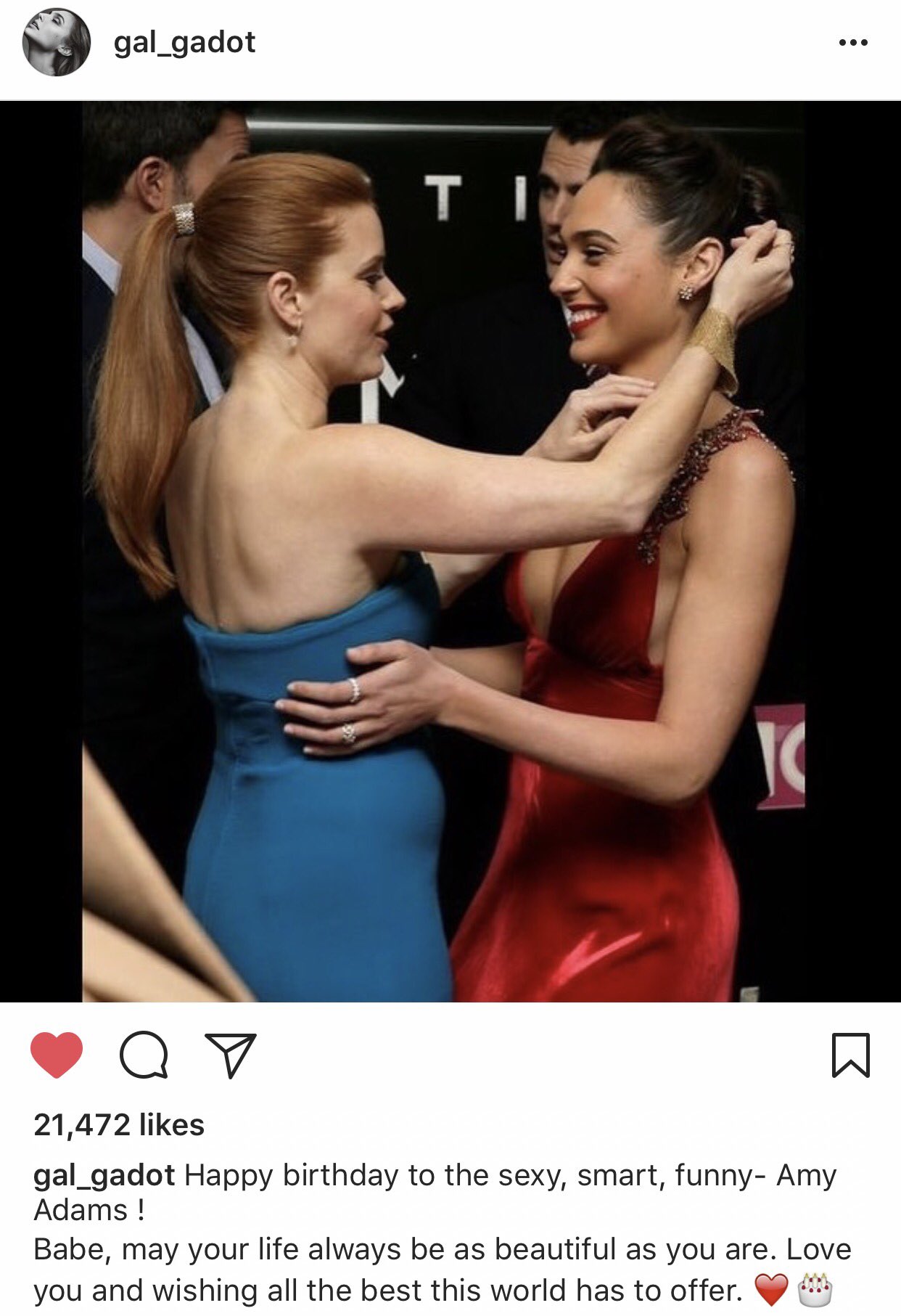 I love their friendship. Happy birthday, Amy Adams! 