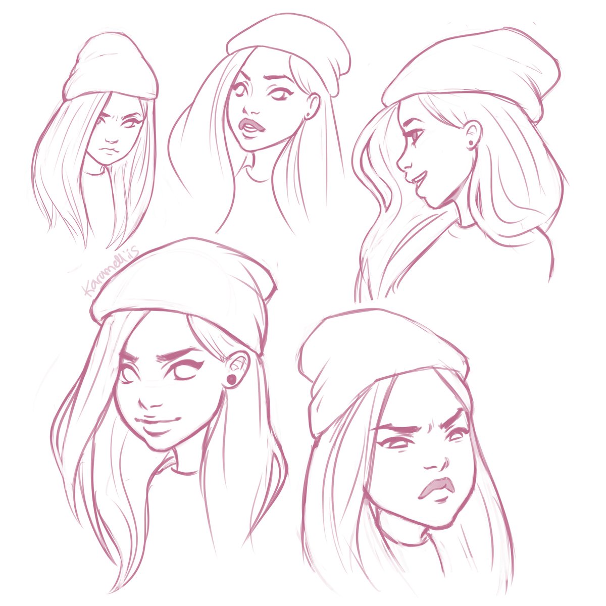 karamelliis's tweet image. I drew one of my legacy challenge sims with a few different expressions. She is too cute! 🌸 #expressionchart #thesims