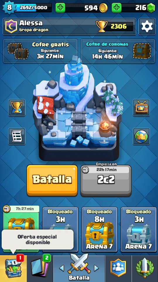 xMoon_Princess's tweet photo. Cuando después de mucho logras subir a arena 8 "Pico helado" ❄️☃️ 💕
#ClashRoyale #arena8 #picohelado #frozenpeak https://t.co/8TBD7E7X8k