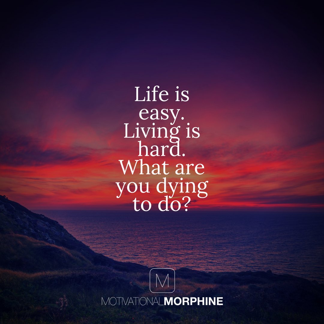 تويتر \ Motivationalmorphine على تويتر: "Life Is Easy. Living Is Hard. What Are You Dying To Do? #Motivationalmorphine #Thegoodquote #Love #Quote # Quotes #Life Https://T.co/Rnataco86K"