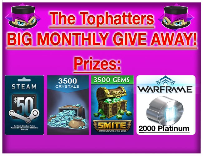 gleam.io/competitions/T…
NEW GIVE AWAY IS UP!
#Smite #Paladins #Twitch #Steam #Warframe #Giveaway
