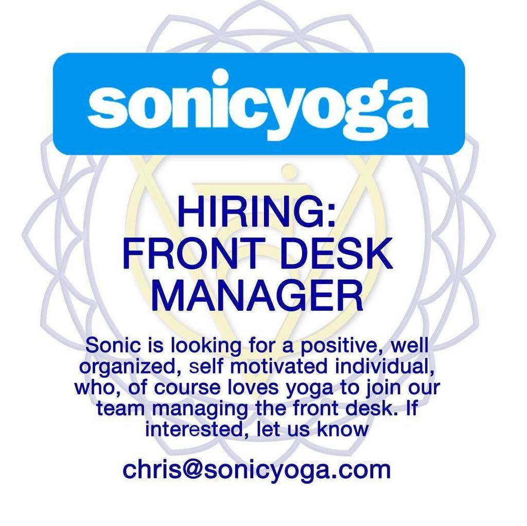 SonicYogaNYC's tweet image. #sonicyoga #hiring #frontdeskmanager #sonicfamily #yoga #position #opportunity ift.tt/2ihmZsR