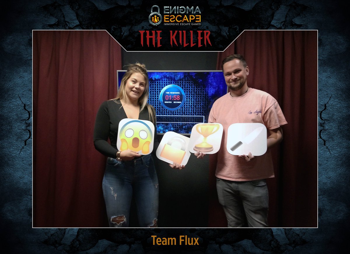 enigmaescape's tweet photo. Team Flux #TheKiller #DashingDuo #Escaped #Survivors #PerfectTeamwork #AwesomeScreams https://t.co/pVlvPtDhxE