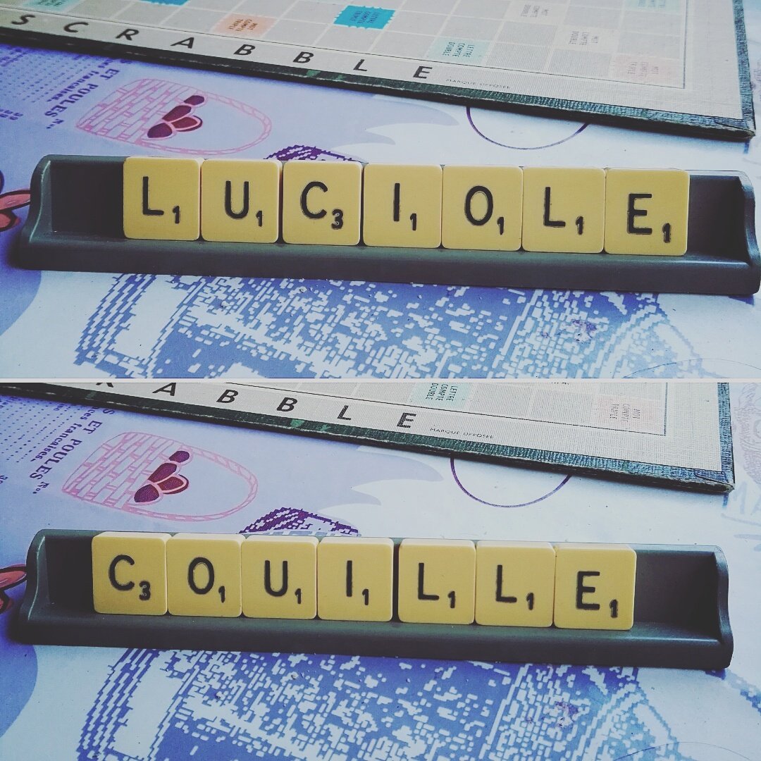 Flo_con_'s tweet image. Jouer au Scrabble avec son père c'est mettre LUCIOLE quand tu peux poser COUILLE... #Scrabble