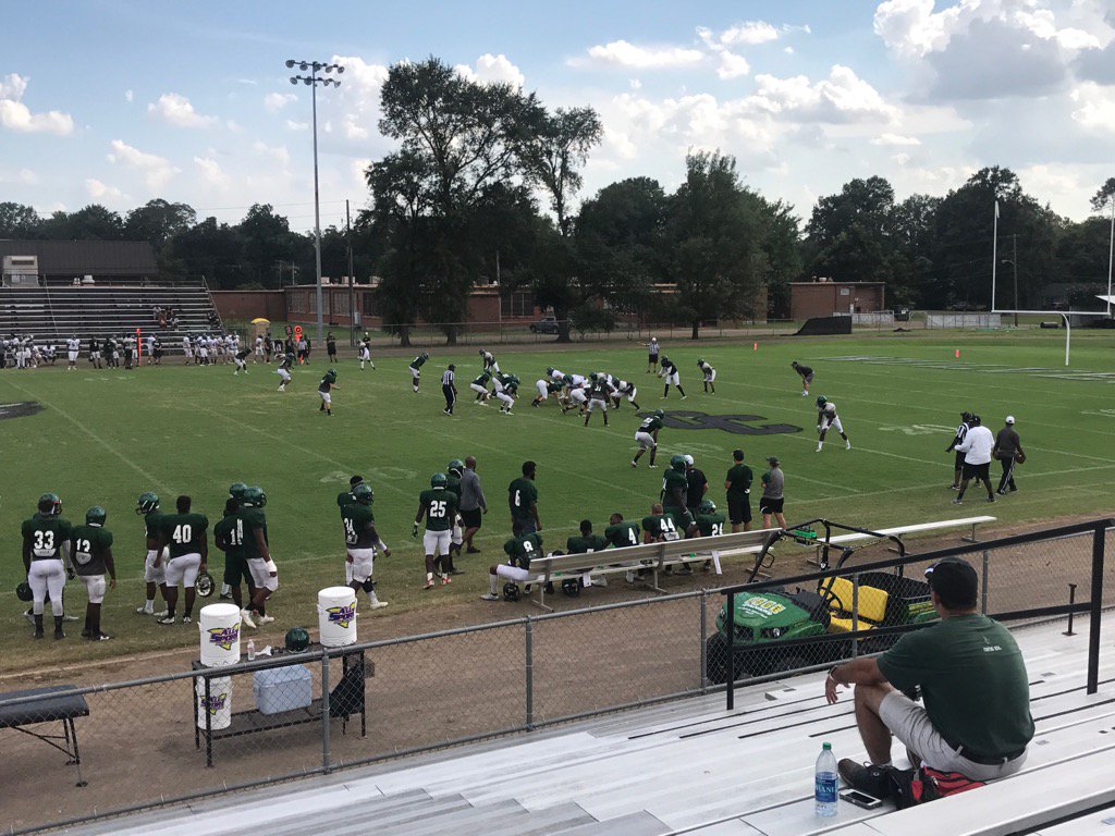 OkraJones's tweet photo. It's getting closer! @DeltaStateFB with a little Sunday afternoon scrimmage. #13daystokickoff https://t.co/fx40rlCqfp