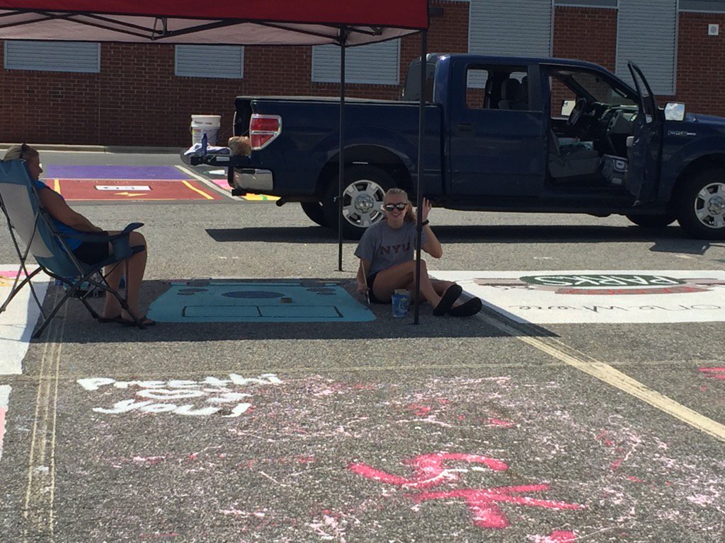 CoordFmdoee's tweet photo. NFHS students making the finishing touches on their parking spaces over the weekend!@johnsjb1 @emily_mcquay https://t.co/og4NQNFtKo