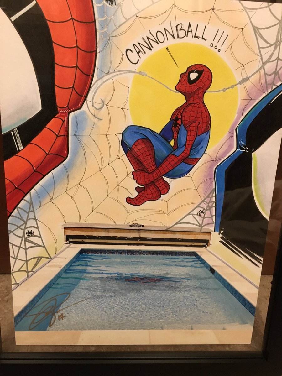 CurrentIncurSci's tweet image. My friends commissioned artwork at Comic Con of me doing a Cannonball into my pool with #StageIV #CRC - I LOVE IT! #CannonballLife