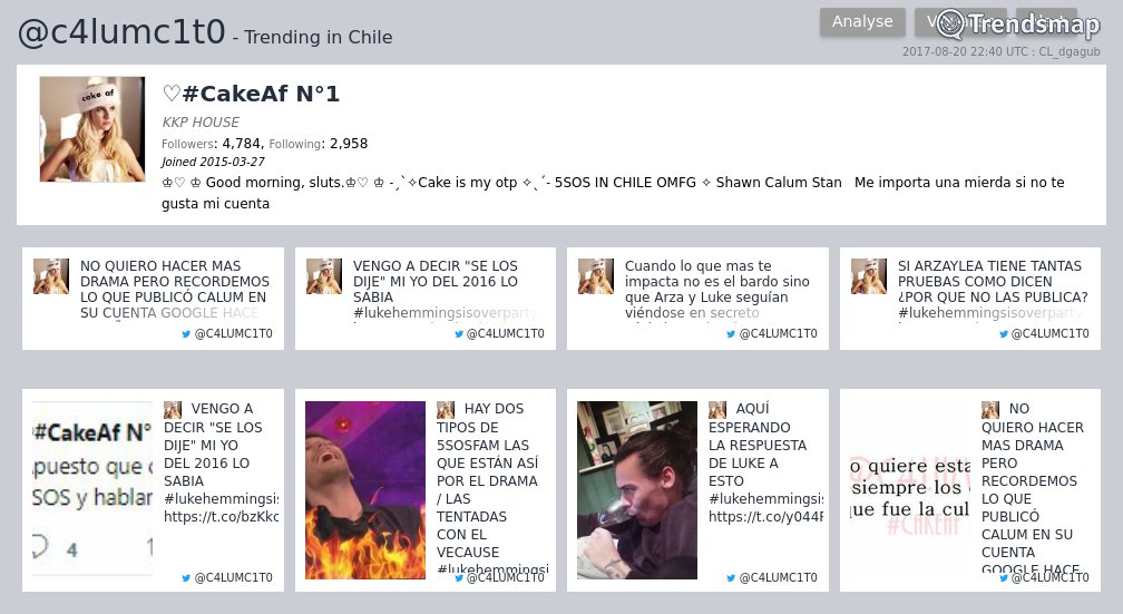 TrendsChile's tweet photo. ♡#CakeAf N°1, @c4lumc1t0 es ahora una tendencia en Chile
https://t.co/UKL942QaX6 https://t.co/8AtHCAMy8u