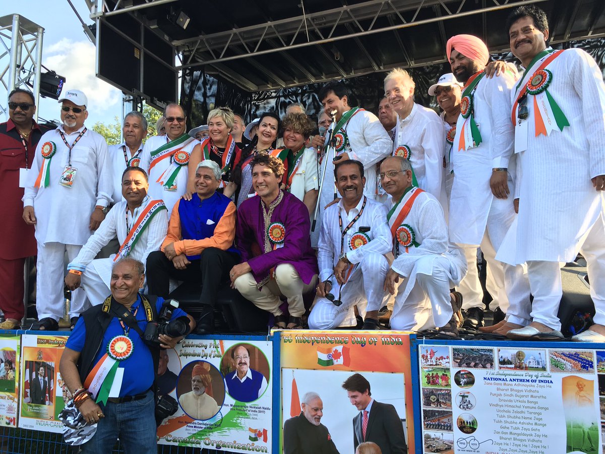 Le 1er ministre <a href="/JustinTrudeau/">Justin Trudeau</a> célèbre le 71e anniv. de l'indépendance de l'inde avec un discours d'ouverture #openness #IndiaDayParade