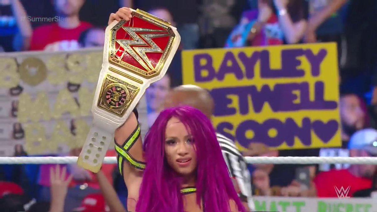 WWEUK's tweet image. AND THE NEW #RAW #WomensChampion: @SashaBanksWWE #LegitBoss