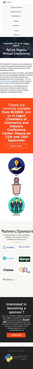 zuoike's tweet image. @PythonNigeria @DataScienceNIG #PyConNGTickets @jidaw @ewa_jodlowska @pyconnigeria is gradually coming up. Please help RT