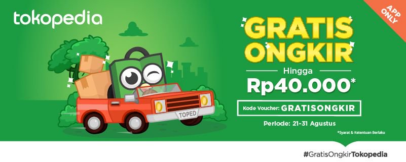 tokopedia's tweet photo. Beli apa aja di Tokopedia, gratis ongkir hingga 40 ribu! 21-31 Agustus 2017, kode: GRATISONGKIR. Cek Sekarang! https://t.co/kc1NmBlkdn https://t.co/WPUJK4kDXu