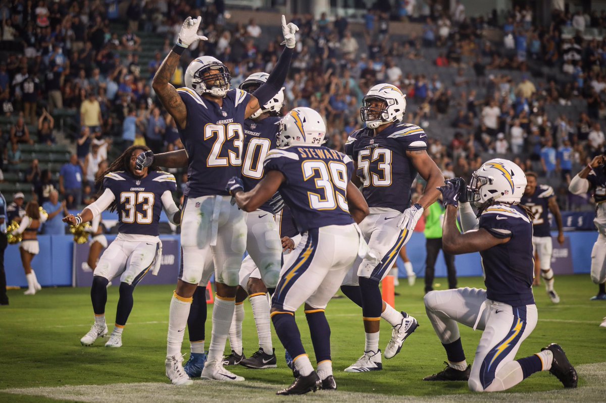 chargers's tweet photo. INT ➡️ 🏠 ➡️ 🕺

#NOvsLAC https://t.co/8Cx3YHhoZR