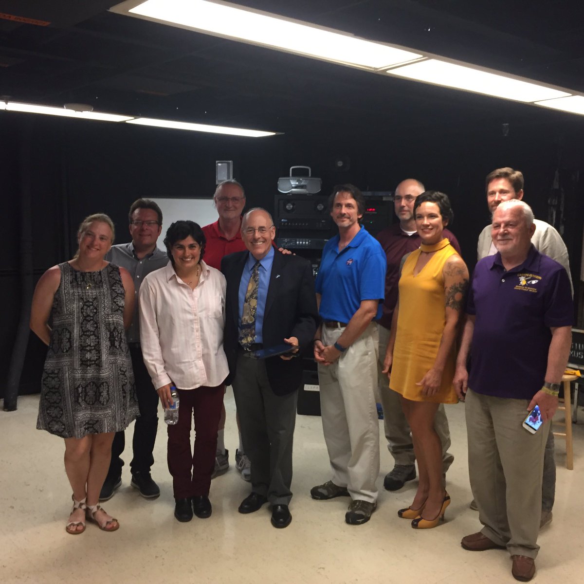 PlanRad's tweet photo. #Eclipse2017 Exhausting, enthralling day at #EclipseSIU. Just did Planetary Radio Live with these great folks. Stadium show starts 10am CT. https://t.co/zbFmn8iUWH
