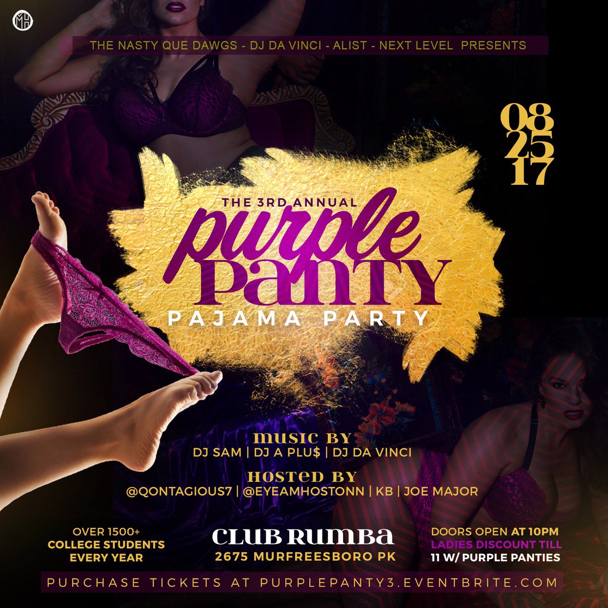 TnStateConnect's tweet photo. One of the biggest events at TSU every year.. #PurplePanty Pajama Party 🐶😈 @TennStateQues #NextLevelEnt 👯❤️ tickets only $10 #Tsu21 Lit 🔥 https://t.co/8eMTOVHHsw