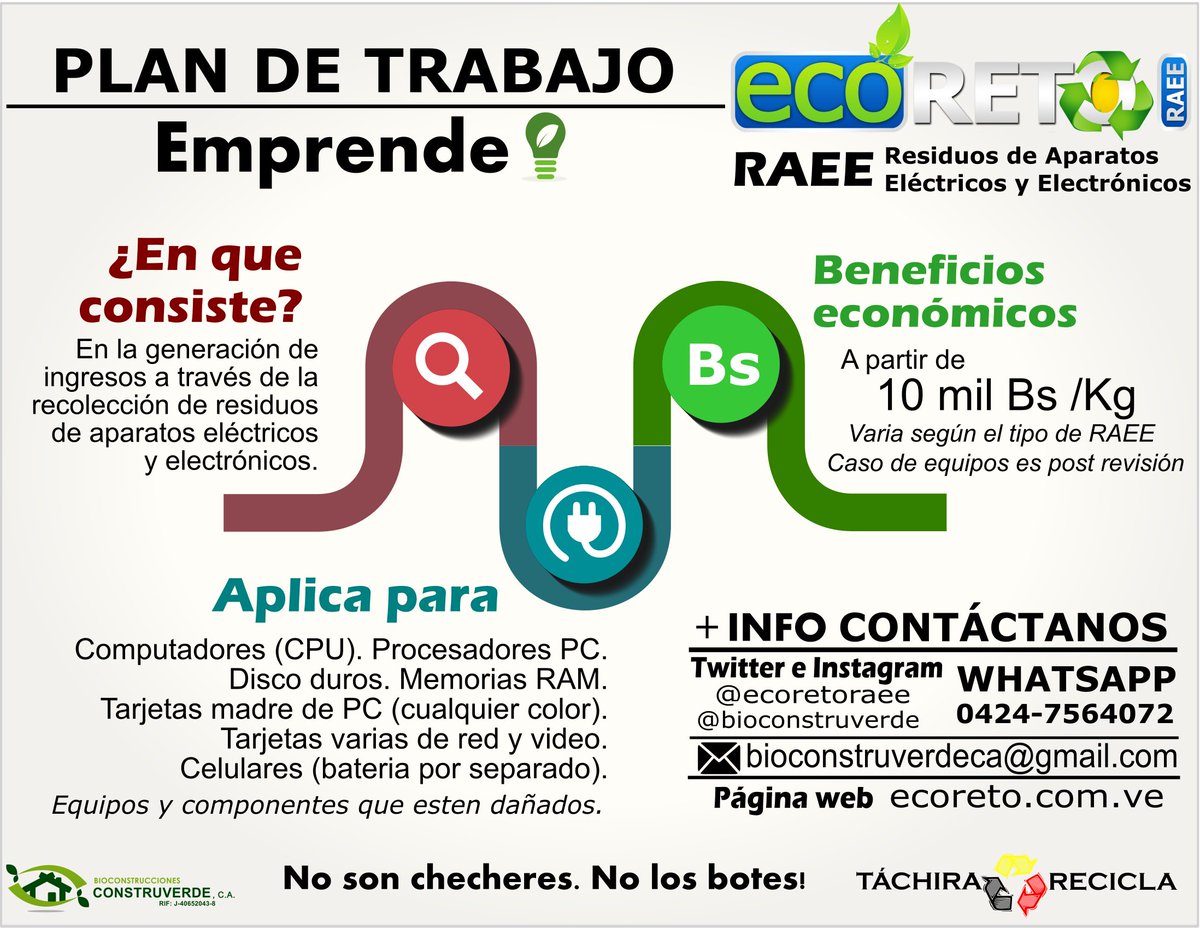ronnychacom's tweet photo. Nuestra próxima Jornada el #2Sep PARTICIPA
Conoce nuestros planes de trabajo #Ecoreto #EcoretoRAEE #Emprende
Recuerda #SeparaTusResiduos https://t.co/w3kKHzav7n