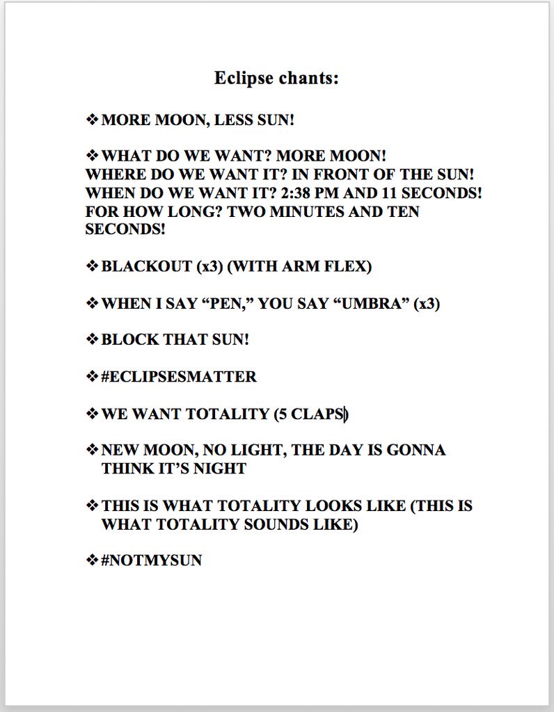 Some chants in case you need to liven up your eclipse party #eclipse