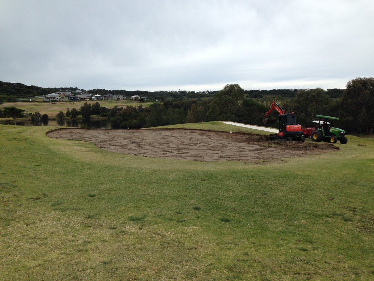 shane_turf's tweet photo. Work has commenced on rebuilding the 5th green putting surface @LinksShellCove @lscturf @golfshapes https://t.co/XrnYRjBdwJ