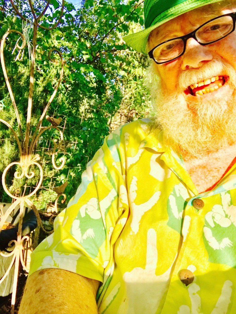 FatherGeekAICN's tweet photo. An environmental peace shirt wearing Father Geek soaks up some sunshine... https://t.co/tPKAYF8Mq6