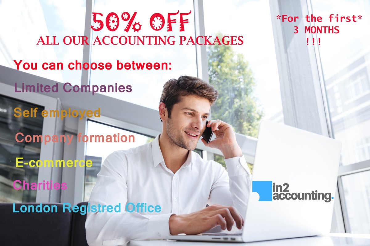 in2accounting's tweet photo. 50% OFF for the first 3 months!!!
Give us a call and choose the package that suit you best
☎️ 02071128229 ☎️#In2Accounting #MondayMotivation https://t.co/jUzskpUTtV