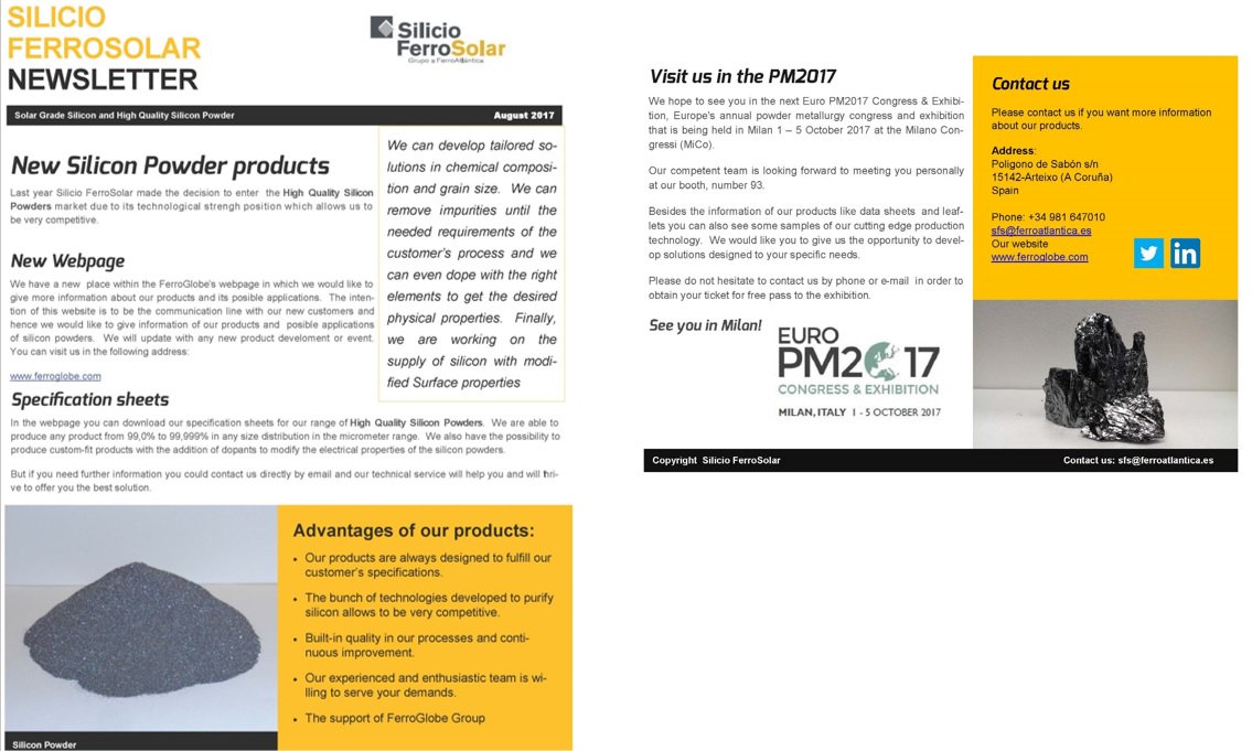 SilicioF's tweet photo. I am delighted to introduce our first edition of the Silicio FerroSolar #Newsletter #siliconpowder #highpuritysilicon #silicioferrosolar https://t.co/mxWSdbZfvP