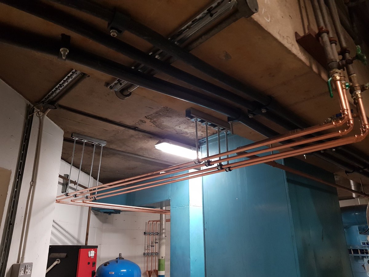 SmallsPlumbing's tweet photo. New pressure discharge run in a chiller plantroom, over the weekend. #plantroom #chillers #maintance https://t.co/m9CM26zvQI