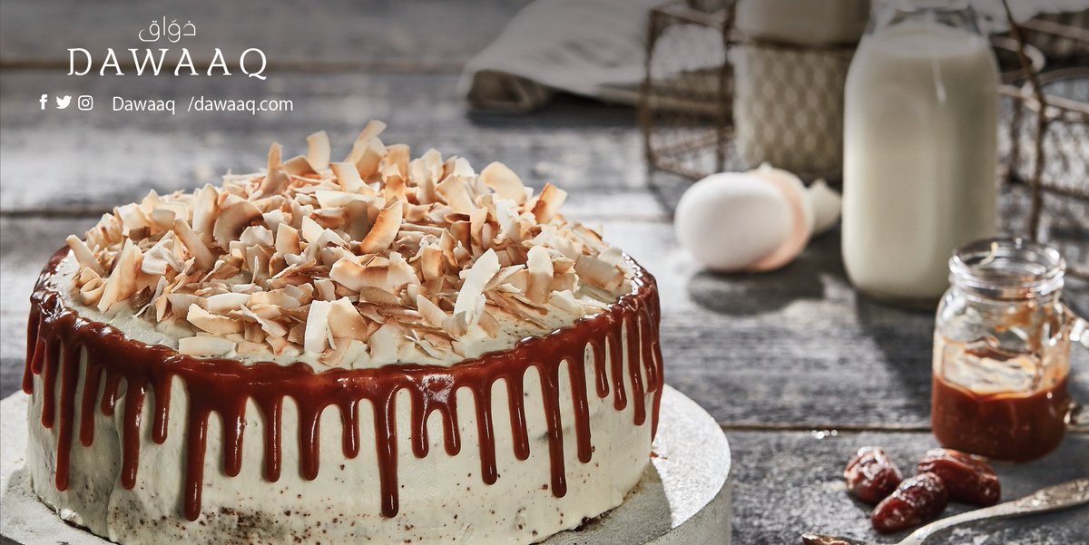 DAWAAQ's tweet photo. Enjoy Dawaaq’s moist Date sponge filled with Coconut cream topped with caramel and roasted coconut now at Dawaaq Café in Al-Ain#Dawaaq #cafe https://t.co/X6scIhTVAJ