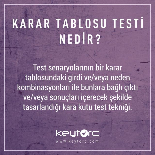 Keytorc's tweet image. Karar tablosu testi nedir? #DecisionTableTesting #YazılımTesti