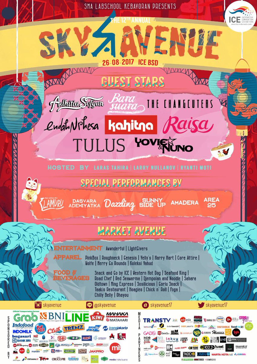 Sky Avenue 2017 W/ Lineup @KahitnaFull <a href="/raisa6690/">Raisa Andriana</a> <a href="/yovieandnuno/">Yovie & Nuno</a> and many more. 26 August 2017 at ICE BSD Tangerang. More Info : @SkyAvenue17