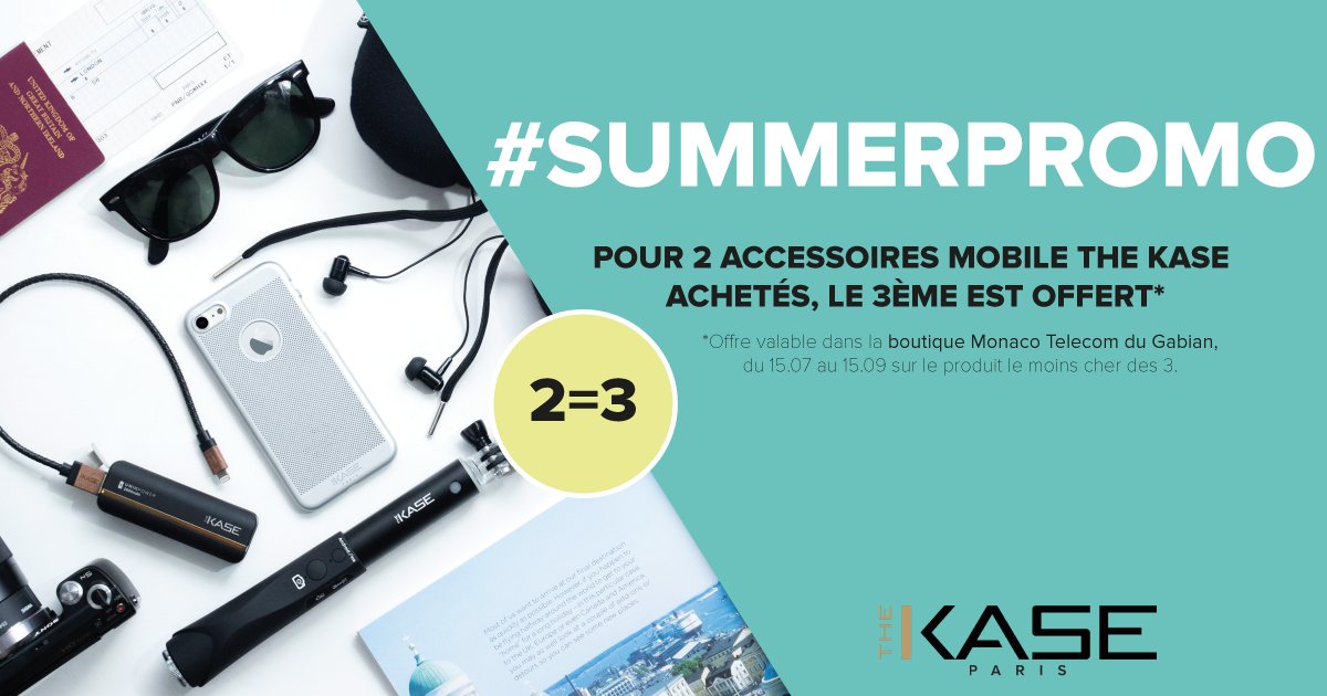 MonacoTelecom's tweet photo. 🌴🌞#SUMMERPROMO⛱️: Jusqu'au 15 septembre !!!😍
2 accessoires 📱 @TheKaseOfficial achetés, le 3ème est offert 🎧📸#Monaco #TheKase #promotions https://t.co/EytwhNMfU1
