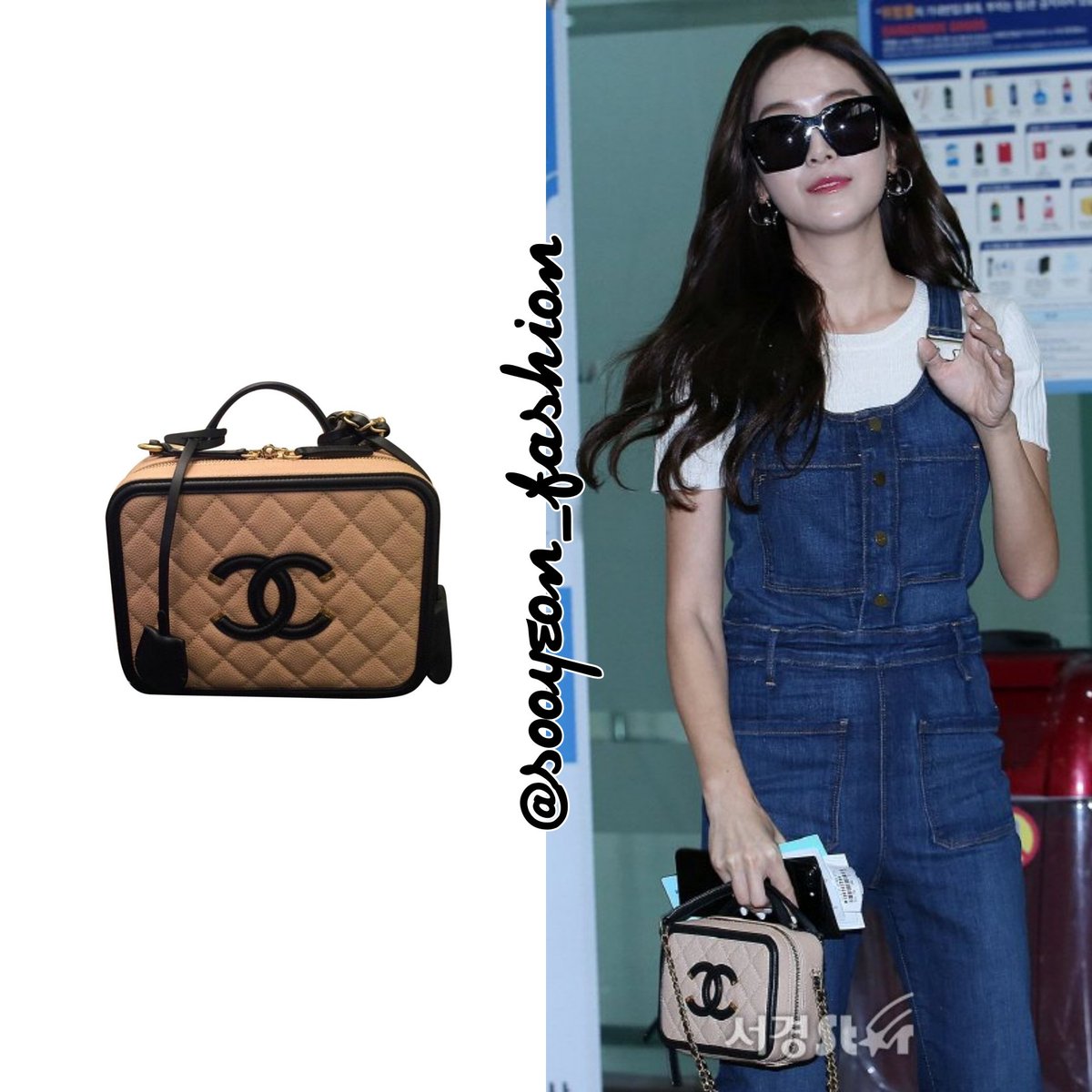 jsy fashion on X: 170821 Jessica Jung @ Gimpo Airport CHANEL: Vanity Mini  Case Bag (Beige), $3,700  / X