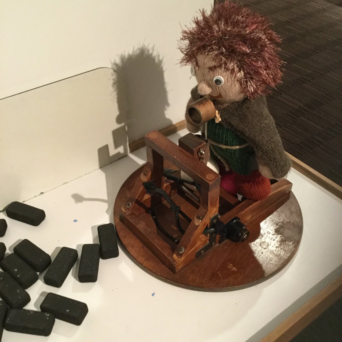 Last couple of weeks to visit our brilliant hands-on 'Ancient Wisdoms' exhibition #familyfriendly  #museums Brymbo Man's using a trebouchet!