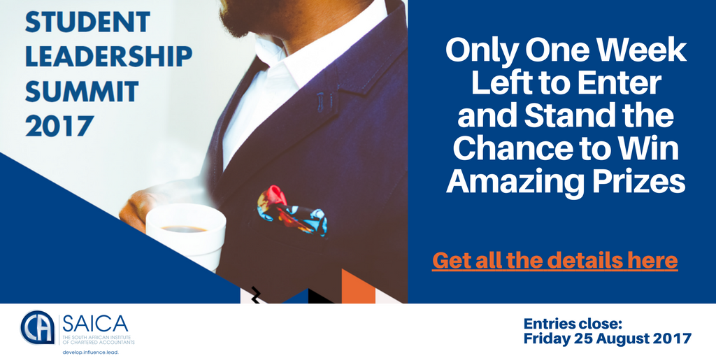 Student leadership competition is now open to SA’s future business leaders. 1 week left. bit.ly/2vRioCl <a href="/TraineesSAICA/">SAICA Trainees</a> #2017SLS