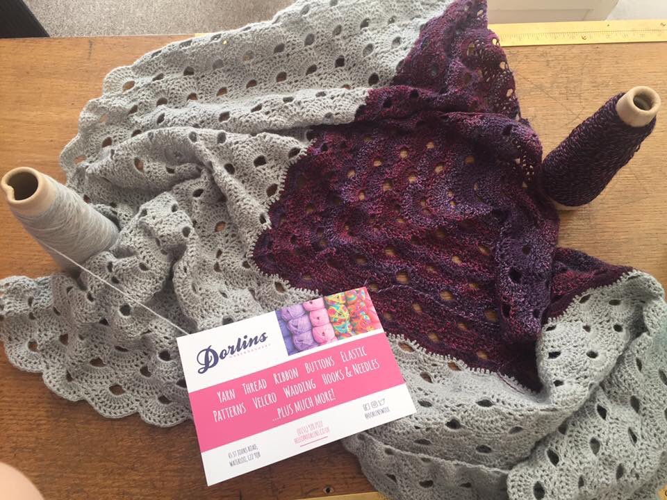 dorlinswool's tweet photo. What a lovely #crochet #shawl made by a customer from our cones of wool!
#dorlins #haberdashery #woolshop #woolcones #waterlool22 https://t.co/JYtffCJdFY