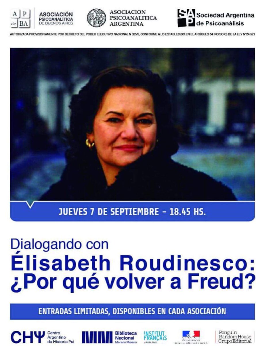 LauraOrsi1's tweet photo. @IFArgentine @E_Roudinesco @BNMMArgentina @FranceArgentine @YannLorvo @megustaleerarg @apasocial @estudiarpsi Los esperamos! el 7/9 en #APdeBA 1845 hs @apasocial @fepalonline @capcordoba2018 @estelaallam https://t.co/48VDc5dOKd