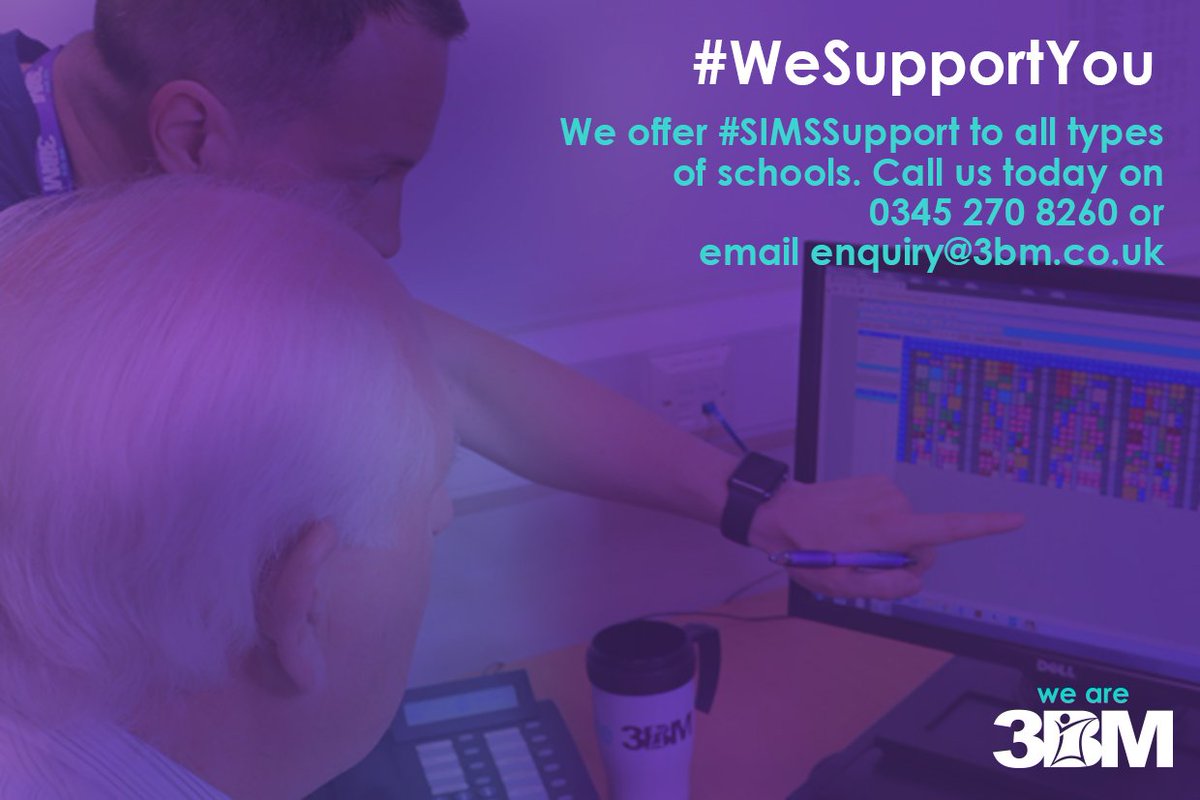 3BM_UK's tweet photo. We offer #SIMSSupport to all types of schools. Call us today on 0345 270 8260 or email enquiry@3bm.co.uk for details https://t.co/FSC4TLnhuF https://t.co/kpMeH1QlRw