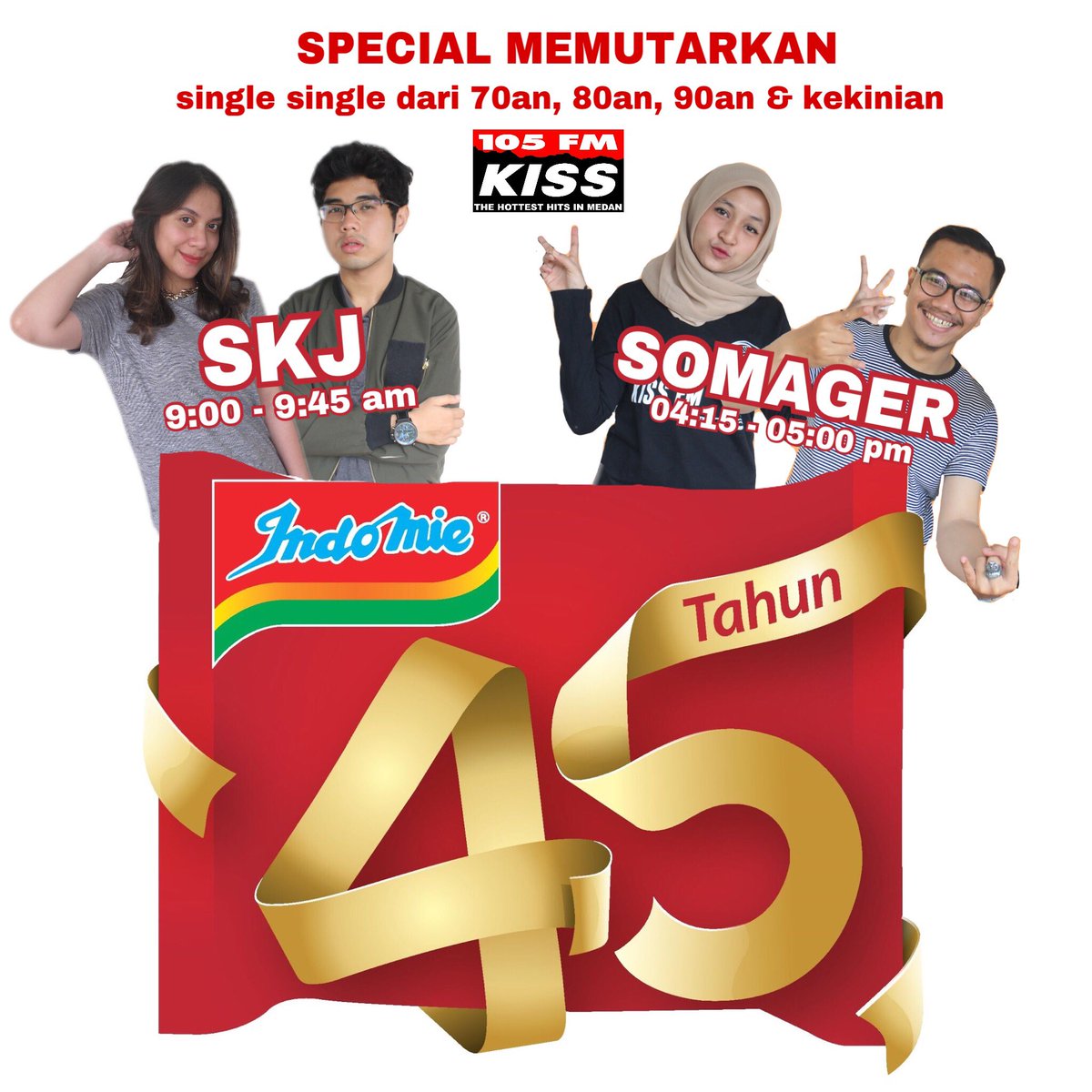 105kissfmmedan's tweet photo. sekarang!!
memutarkan single 70-80-90an special ulang tahun #INDOMIE 16:15-16:55 di #SOMAGER 📻⚡️ https://t.co/ba64aubarp