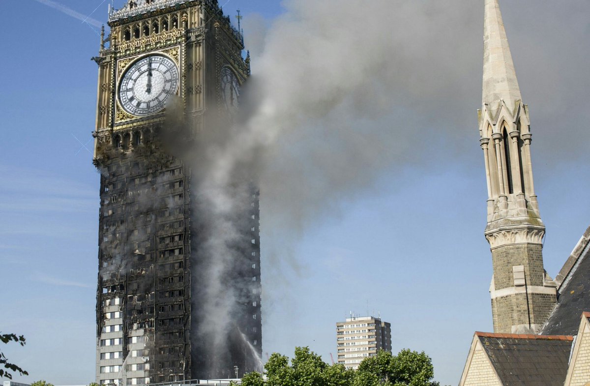 devilstoenail's tweet photo. Maybe if #GrenfellTower looked like this, they might get the same respect as a
 fu#%king bell! #BigBen #bellends @EmmaKennedy @Glinner https://t.co/AQT4YP9HrC