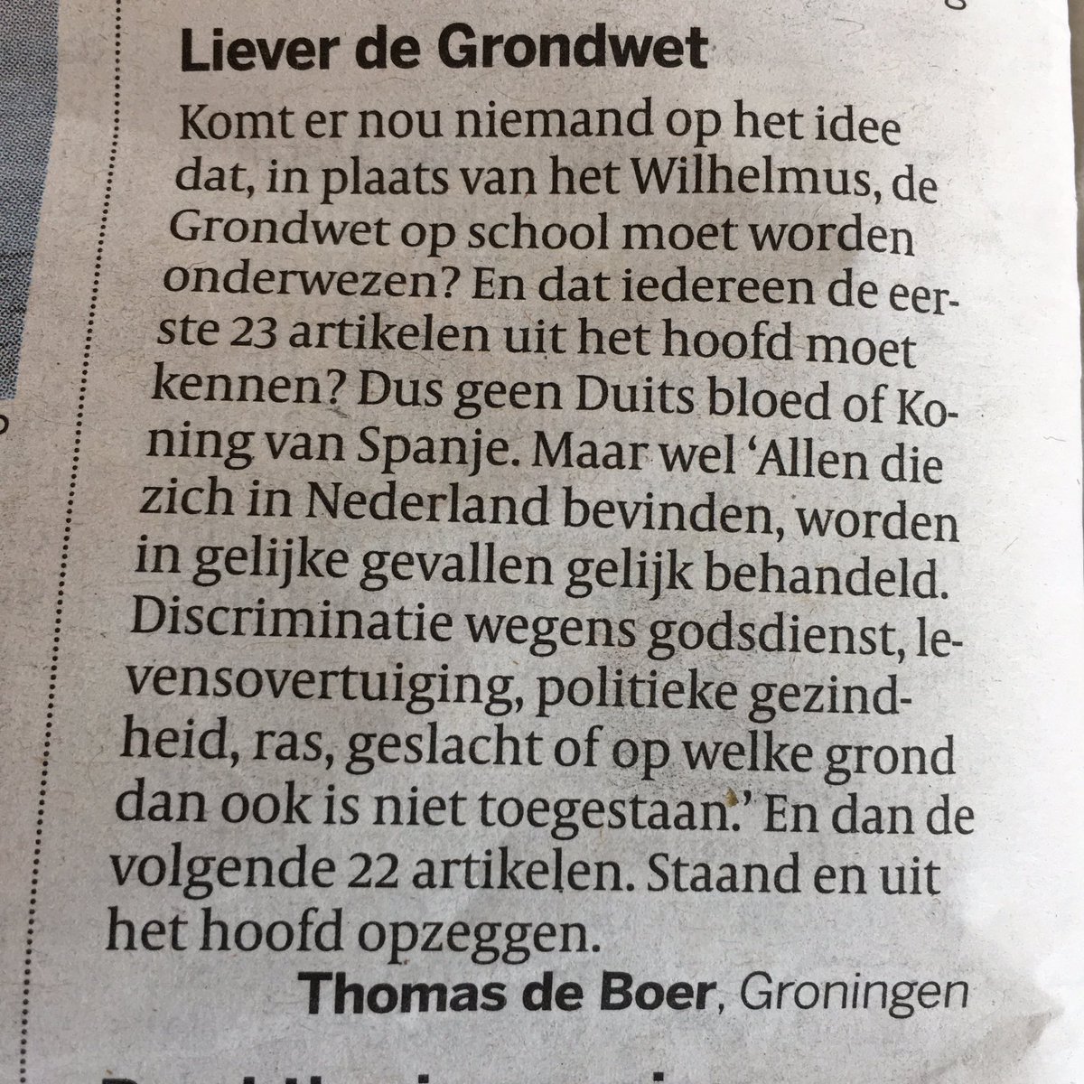 dusseldorp's tweet image. Wat een goed idee. Ingezonden brief Volkskrant vandaag.