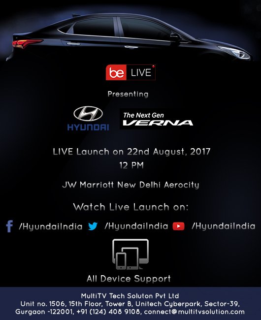 multitvtech's tweet photo. @HyundaiIndia to launch #nextgenverna #LIVE tomorrow
Made #live by BeLive
visit https://t.co/cjHrQyWOtI https://t.co/1o3DX5tCpL