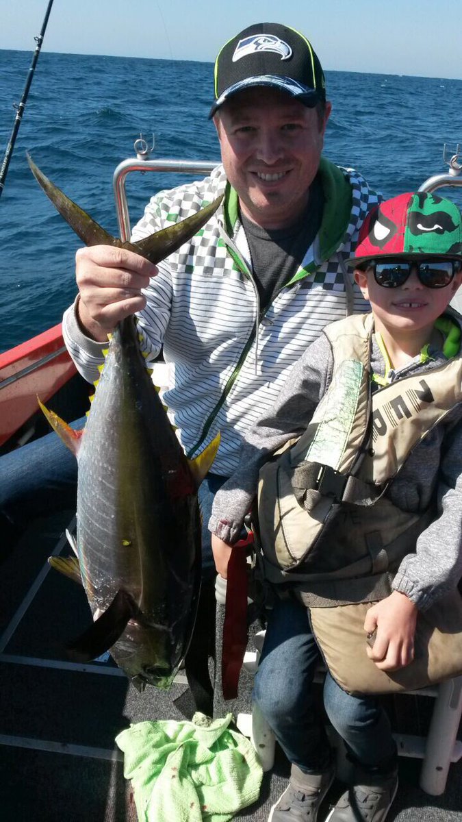 Dinner is served! Some fun father and son time out at sea today 🐟🐟🐟#yellowfintuna #deepseafishing #umhlangaoceancharters