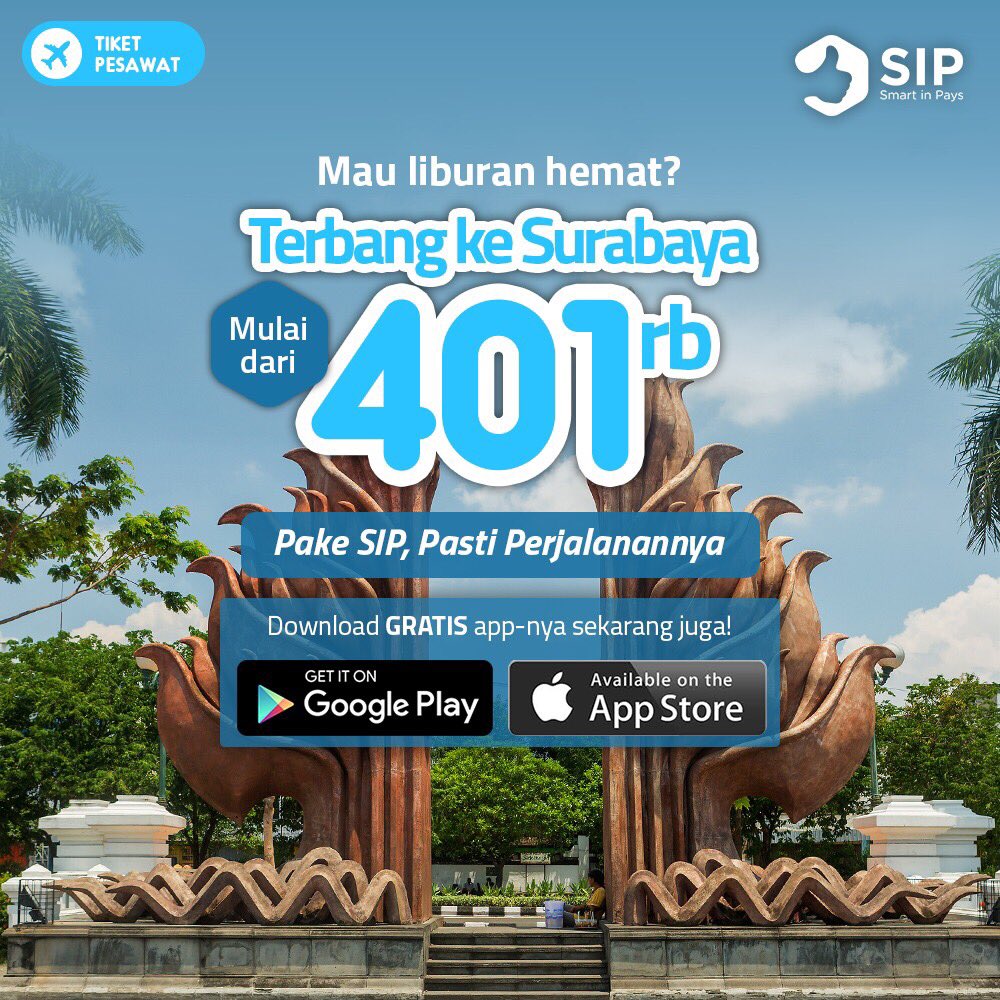 SmartInPays's tweet photo. Mau? Segera pesan tiketnya yuk! Download gratis #SIPApp sekarang juga di Google Play dan App Store. #SmartInPays https://t.co/pWE8RkzNlW