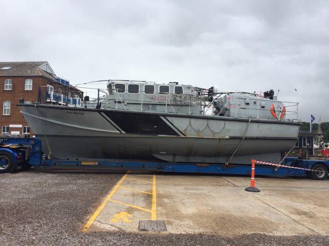 SG_Survey's tweet photo. Waving goodbye to this little beauty - ex-RNLI Tyne class lifeboat we have been project managing through her refurbishment #refitsurvey https://t.co/Ob5SR4KRDn