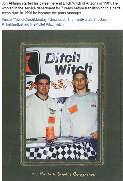 ditchwitchaz's tweet photo. #mcm #MulletCrushMonday #BusinessInTheFrontPartyInTheBack #TheMindBehindTheMullet #ditchwitch https://t.co/40FFqePxtT