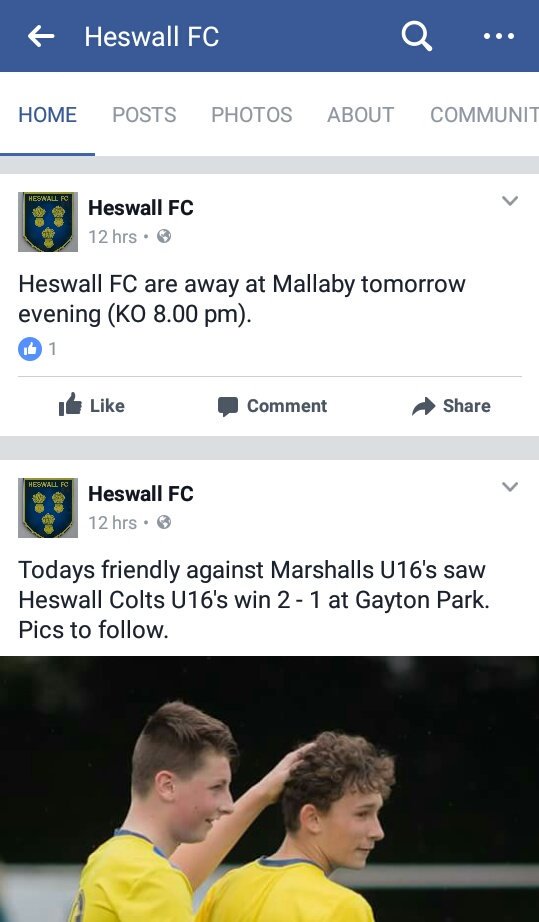 From our Facebook page. Away to Mallaby tonight, 8pm KO