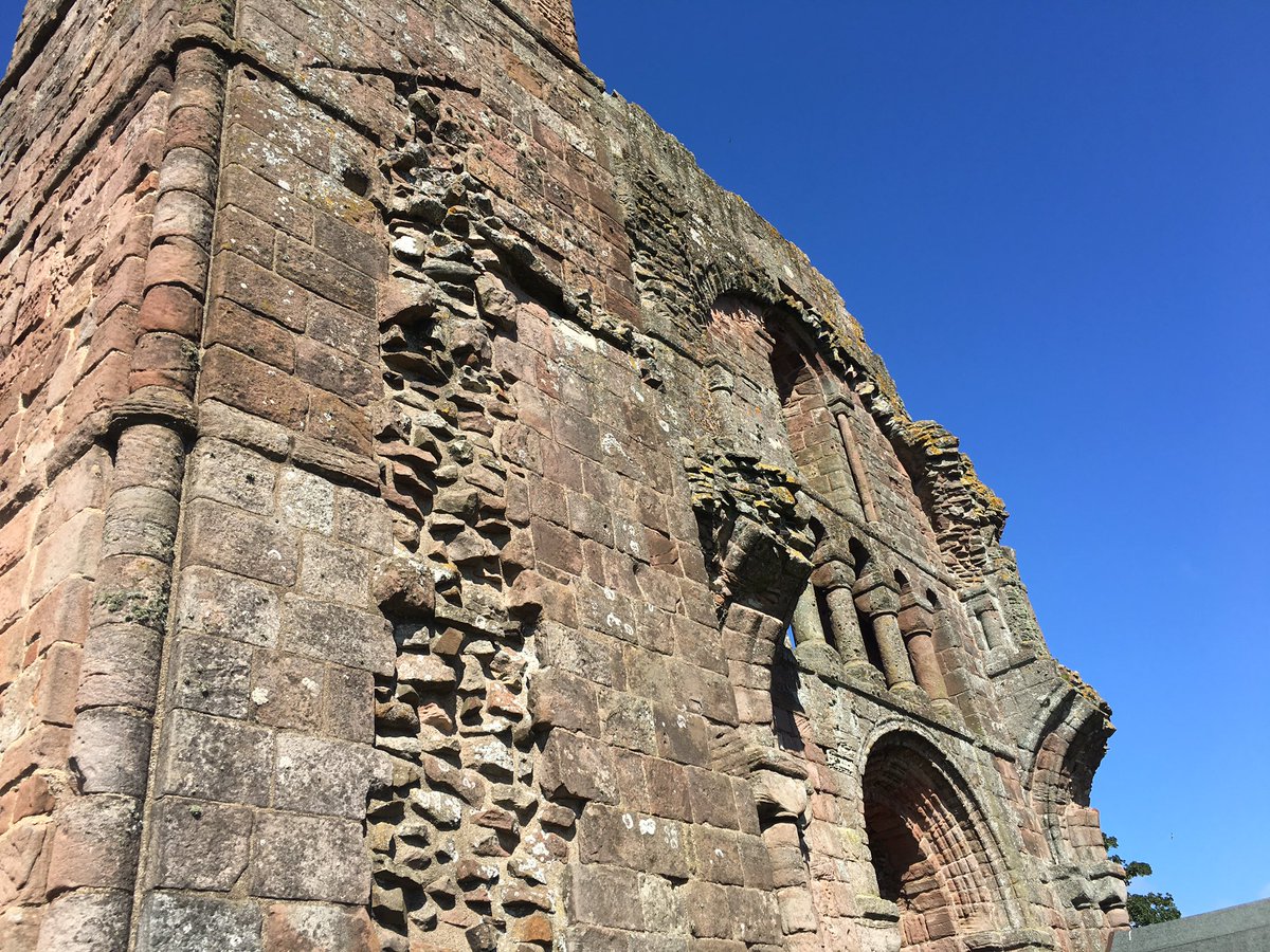 Great to finally see 12thC Lindisfarne Priory 2 weeks ago. The large arch is being monitored for movement