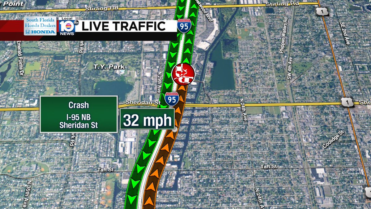 Crash on I-95 NB at Sheridan St #traffic https://t.co/jDZLMx7HKj